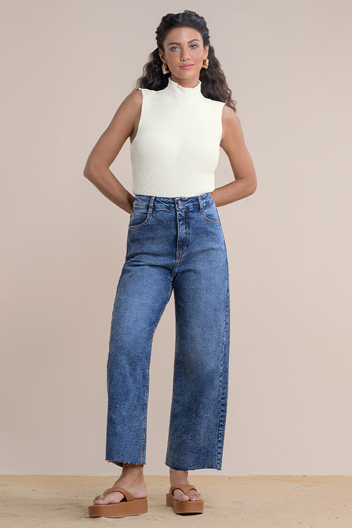 Blusa regata gola alta tricot