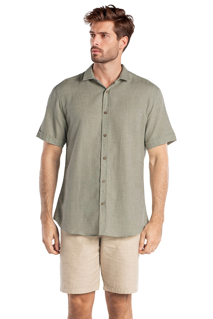 Camisa comfort em tecido linen tinto Aurus