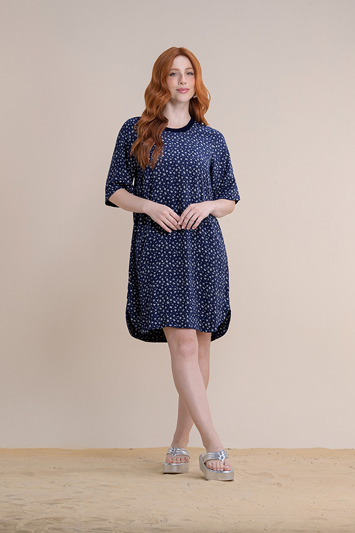 Vestido curto viscose estampada