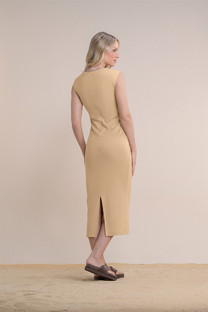 Vestido midi em ribana