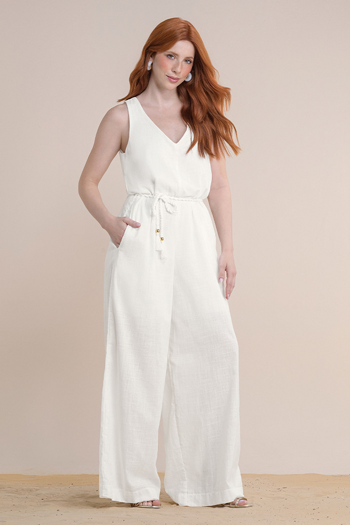 Macacão longo cambraia de algodão