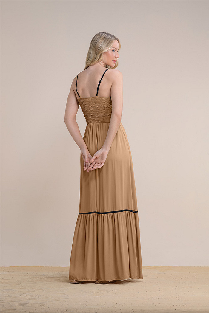 Vestido midi viscose lisa