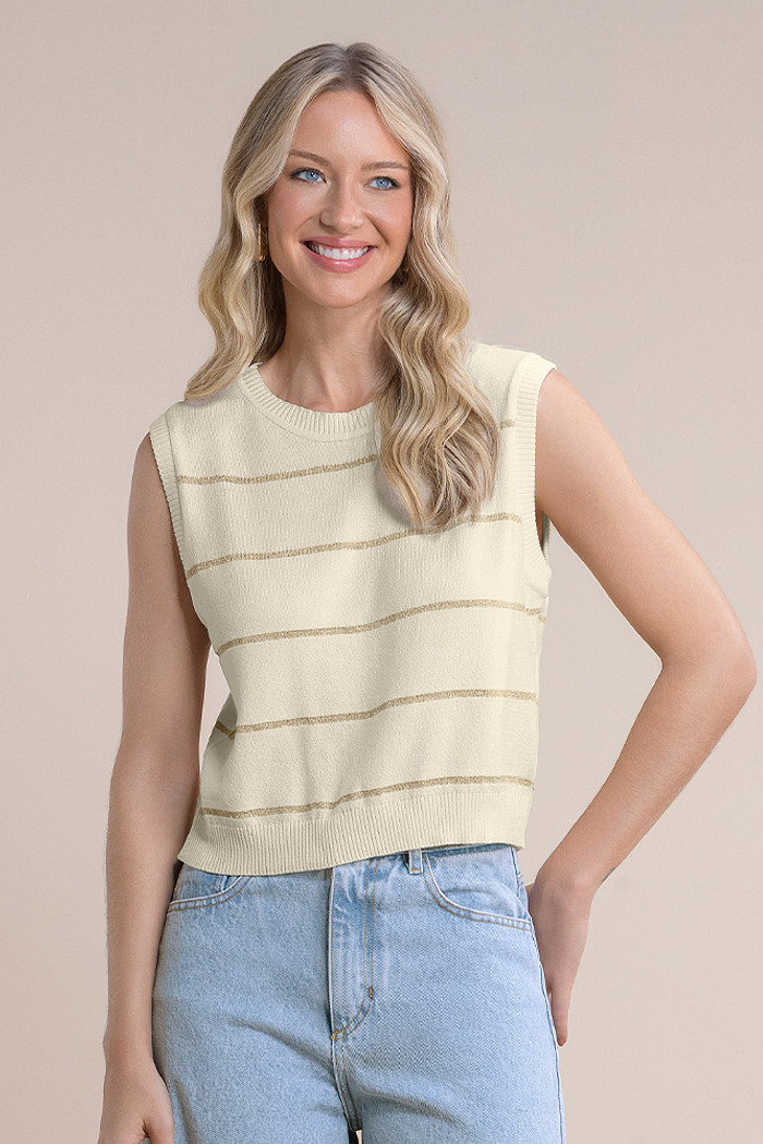 Blusa regata tricot com listra