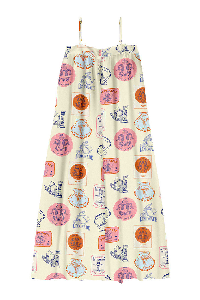 Vestido midi em viscose com alças reguláveis