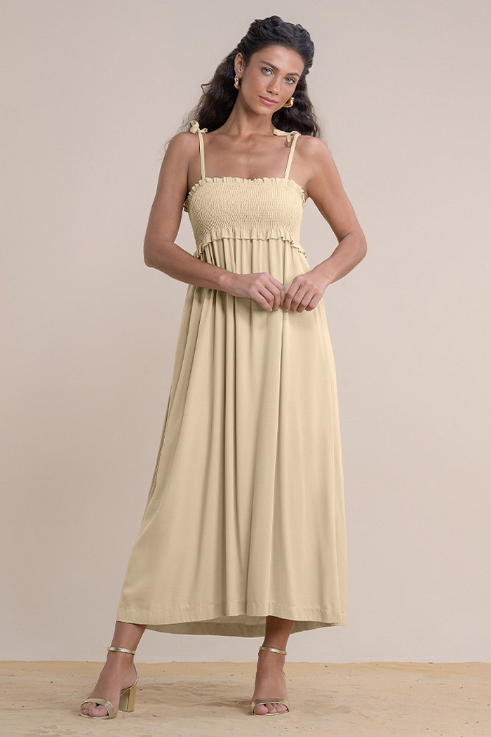 Vestido midi viscose lisa