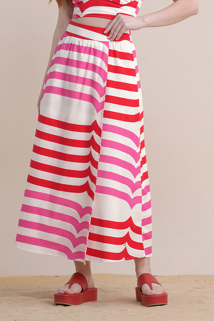 Saia midi em tricoline com zíper invisível na lateral