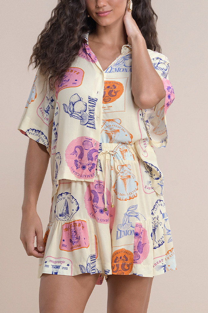 Shorts viscose estampada