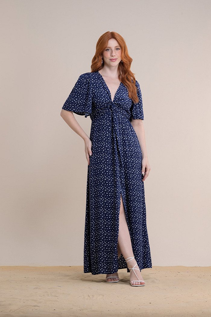 Vestido midi viscose estampada
