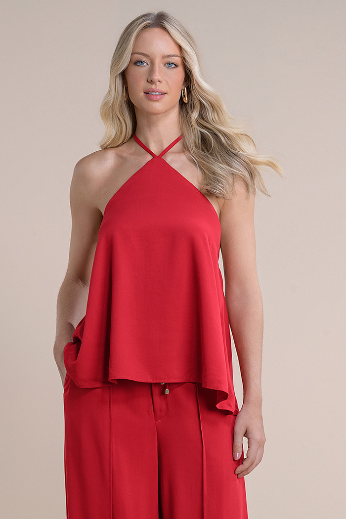 Blusa viscose lisa com amarração