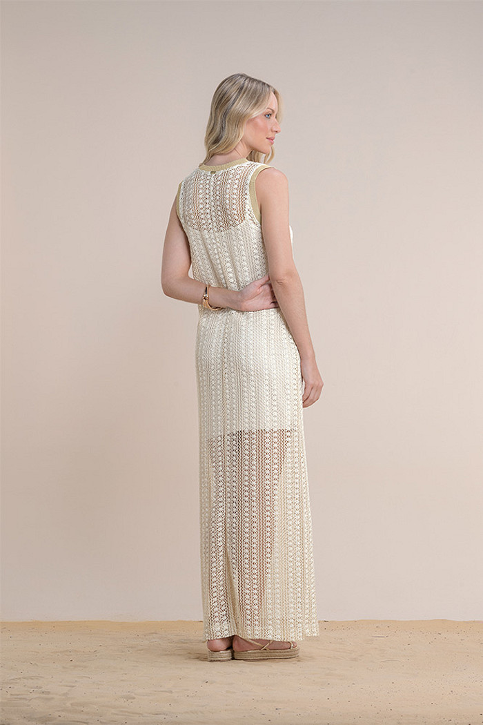 Vestido longo tecido rendado