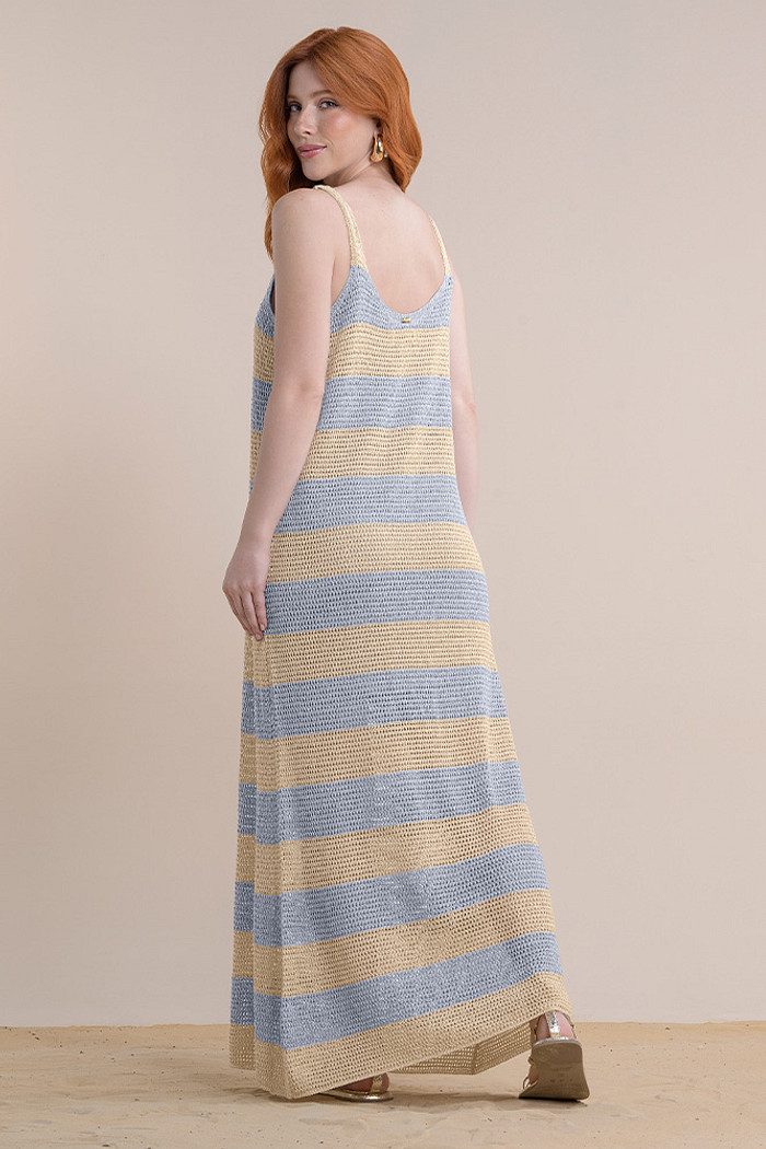 Vestido longo tricot com alça reguladora