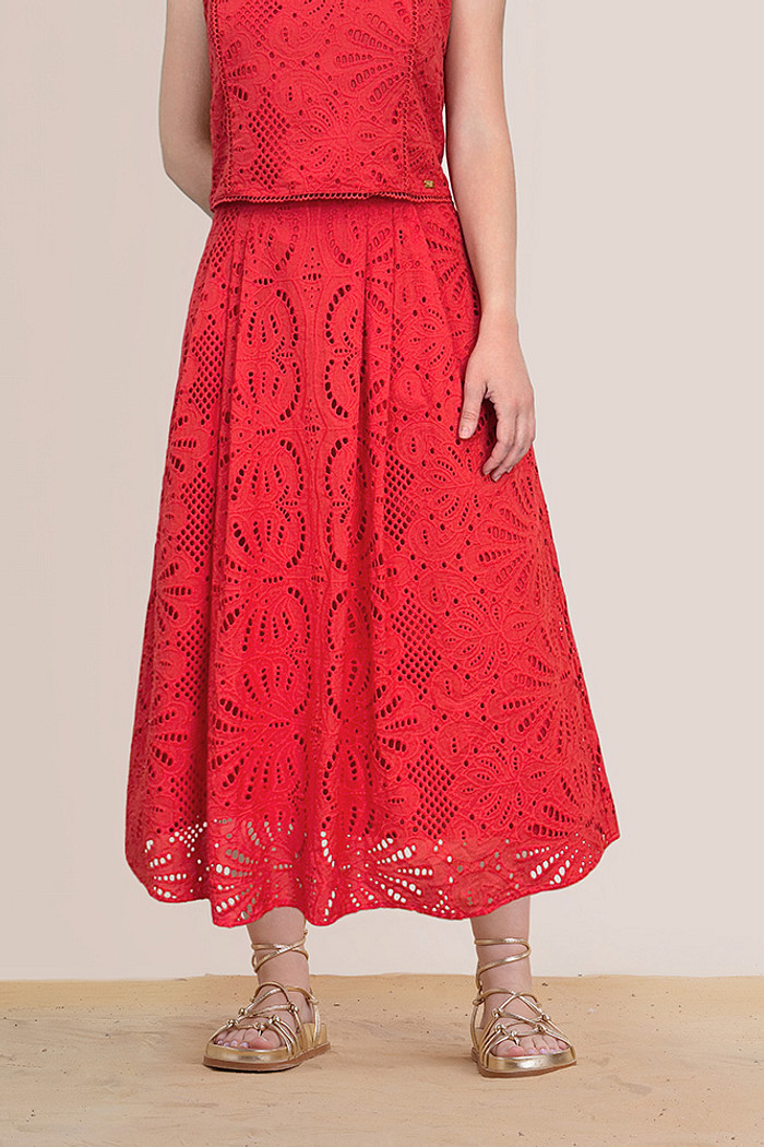 Saia midi laise com zíper invisível