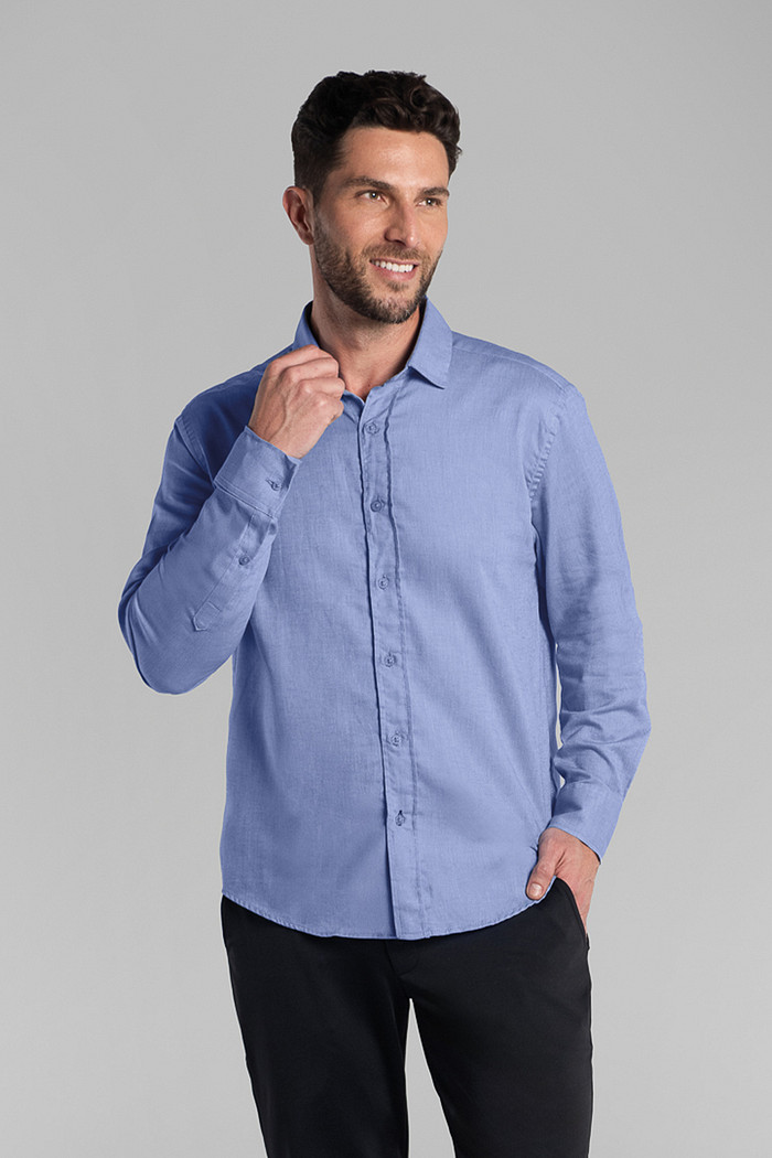 Camisa manga longa regular em tecido oxfordine Aurus