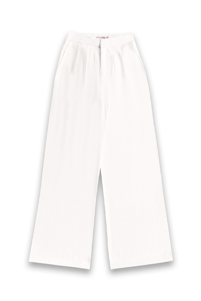 Calça pantalona em alfaiataria com fecho funcional