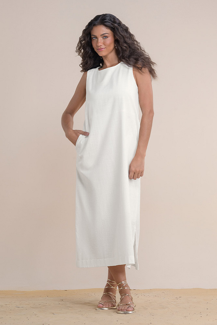 Vestido midi algodão