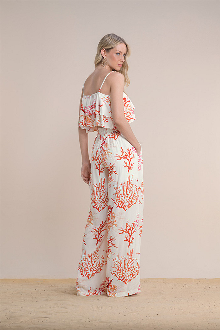 Calça pantalona viscose estampada