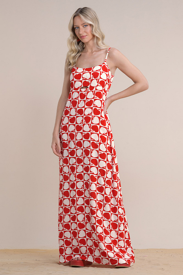 Vestido midi em viscose com fenda traseira