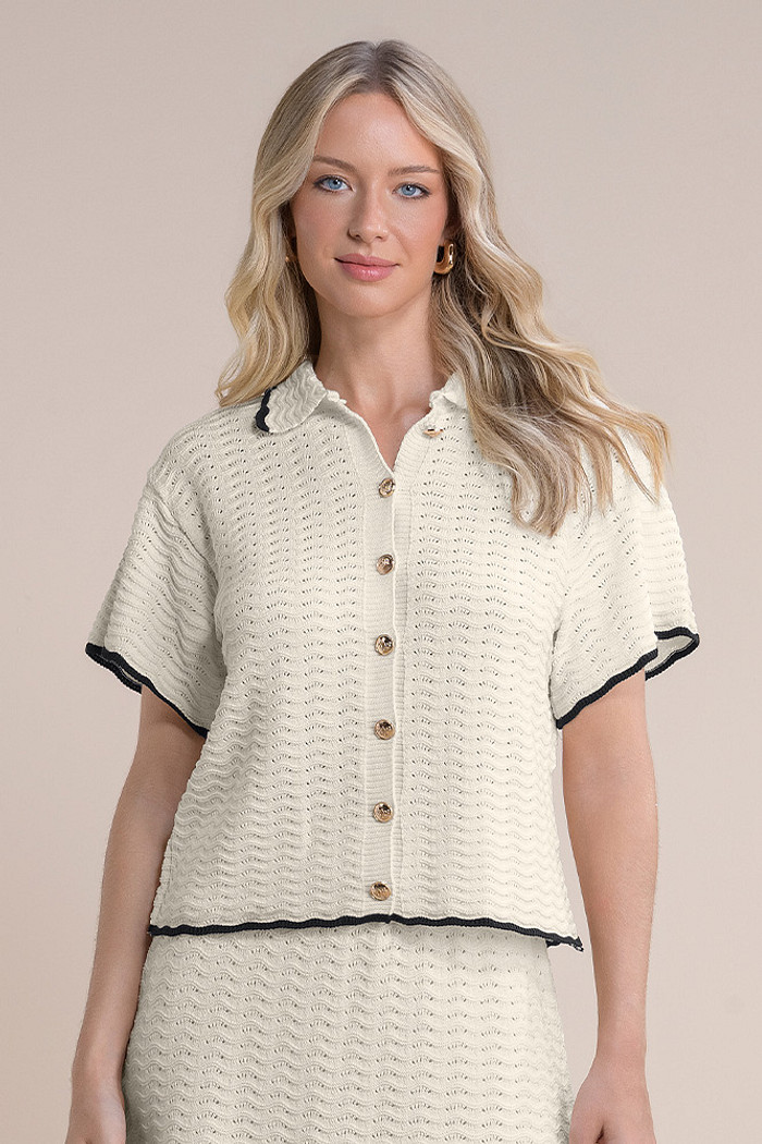 Camisa tricot com botão
