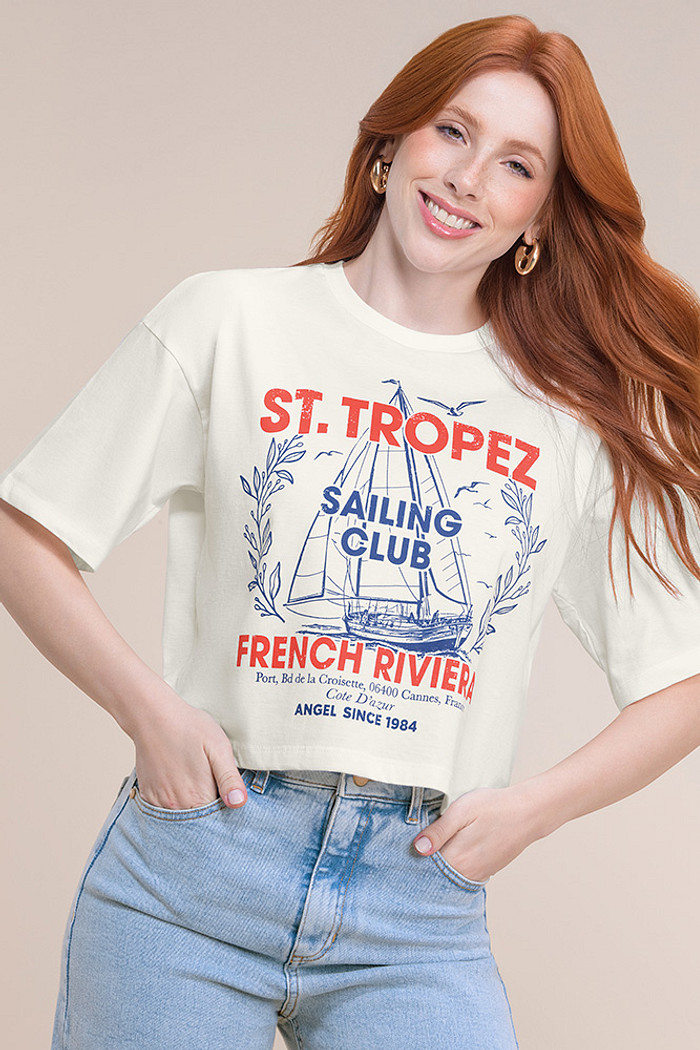 Blusa meia malha veleiro com silk