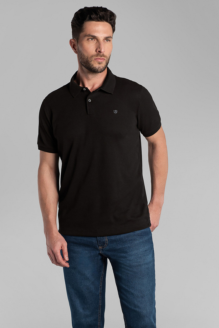 Camisa polo comfort em meia malha waffle abertura lateral Aurus