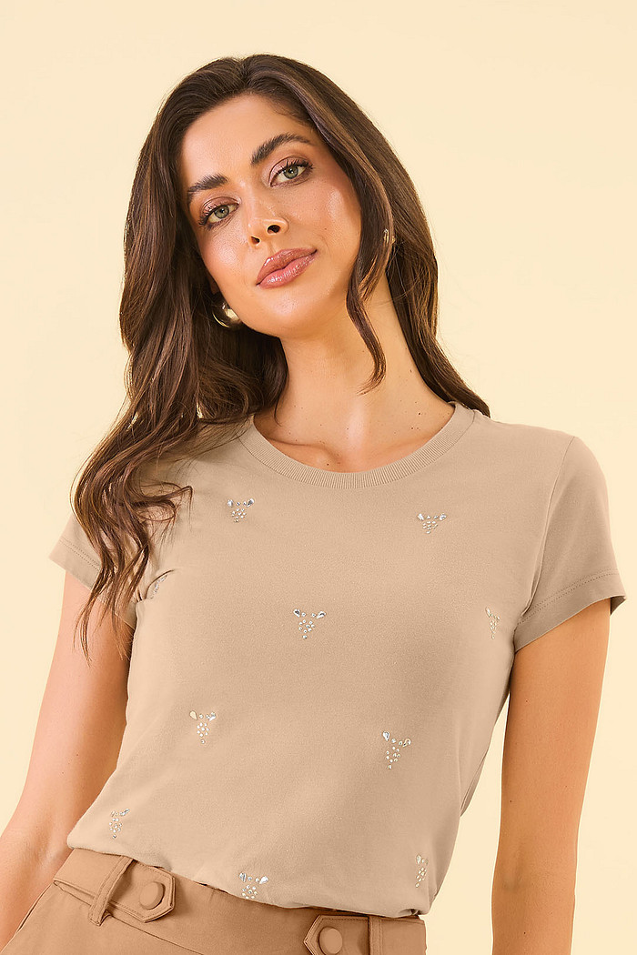 T-Shirt strass em meia malha