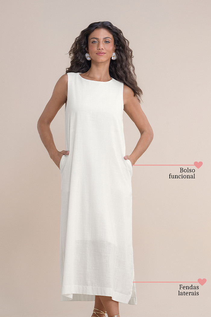 Vestido midi algodão