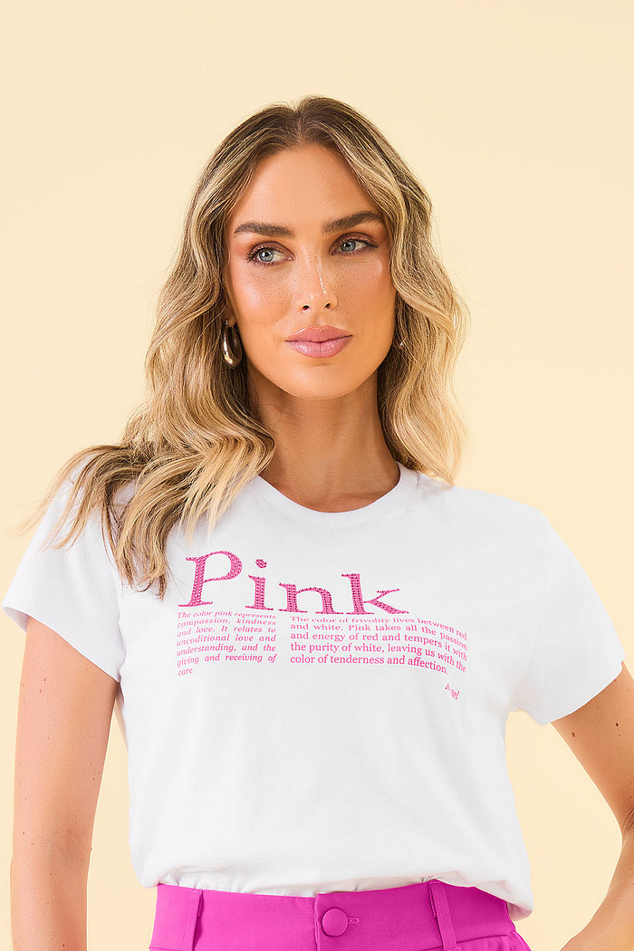 T-Shirt pink em meia malha