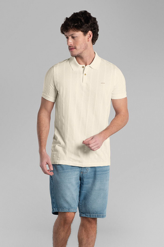 Camisa polo comfort em malha listrada Aurus