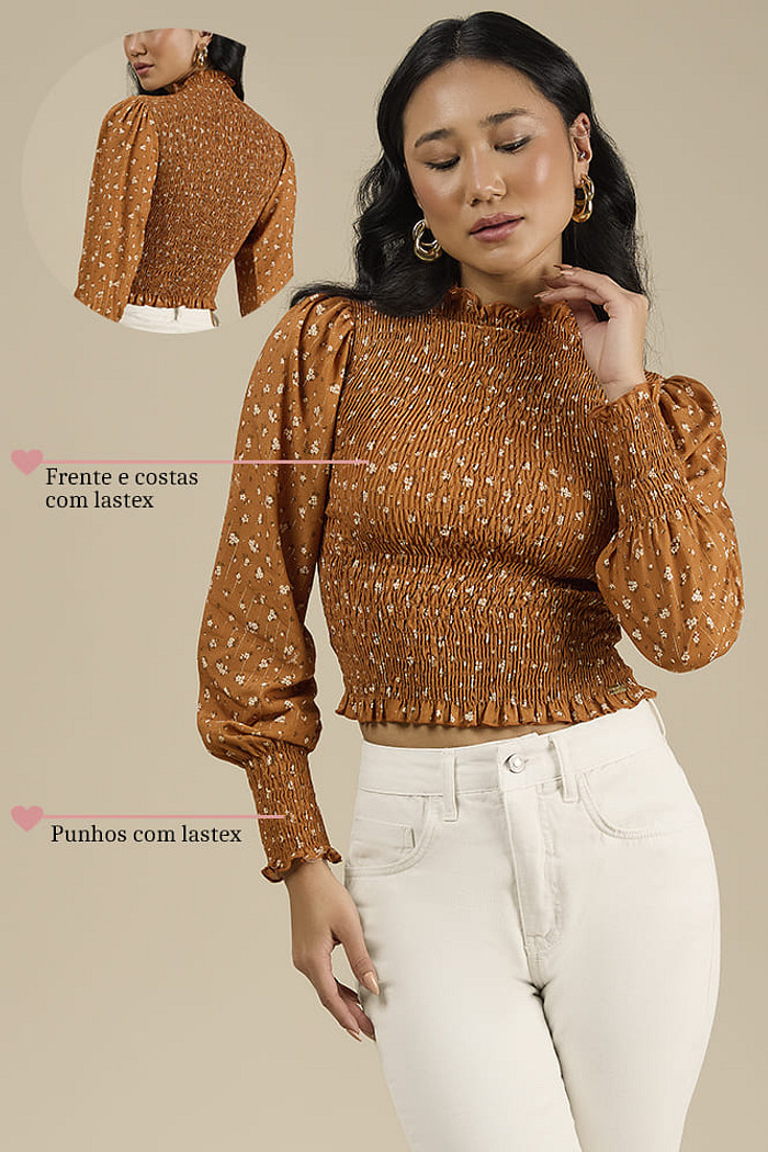 Blusa com lastex em viscose lurex