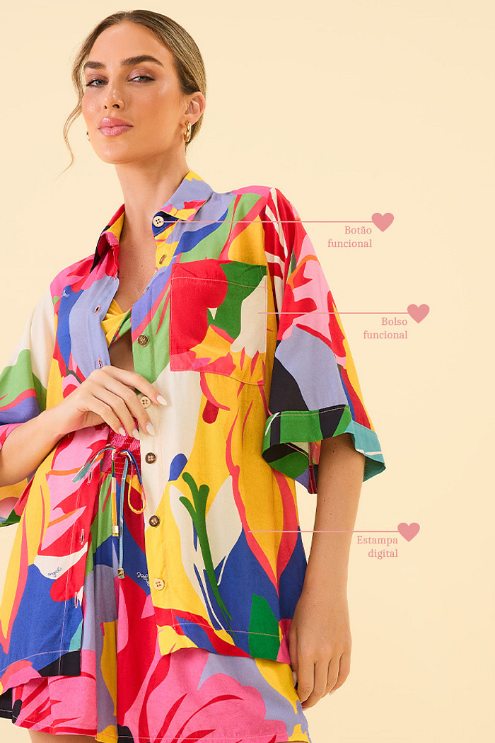 Camisa em viscose estampa digital