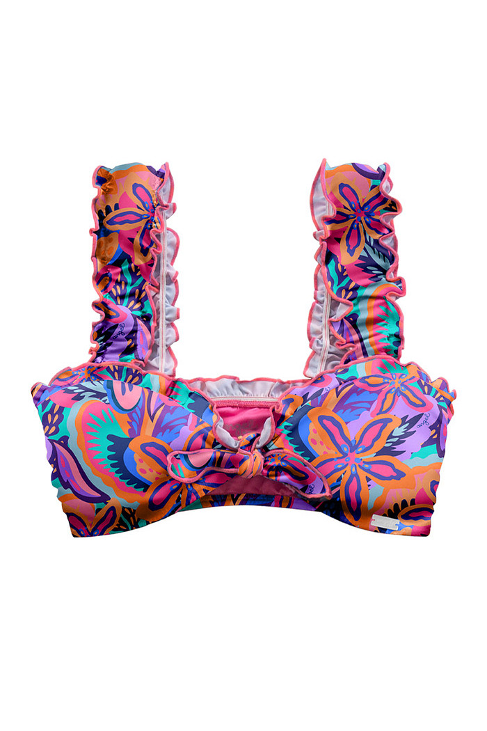 Top biquíni em cotton beach com laço