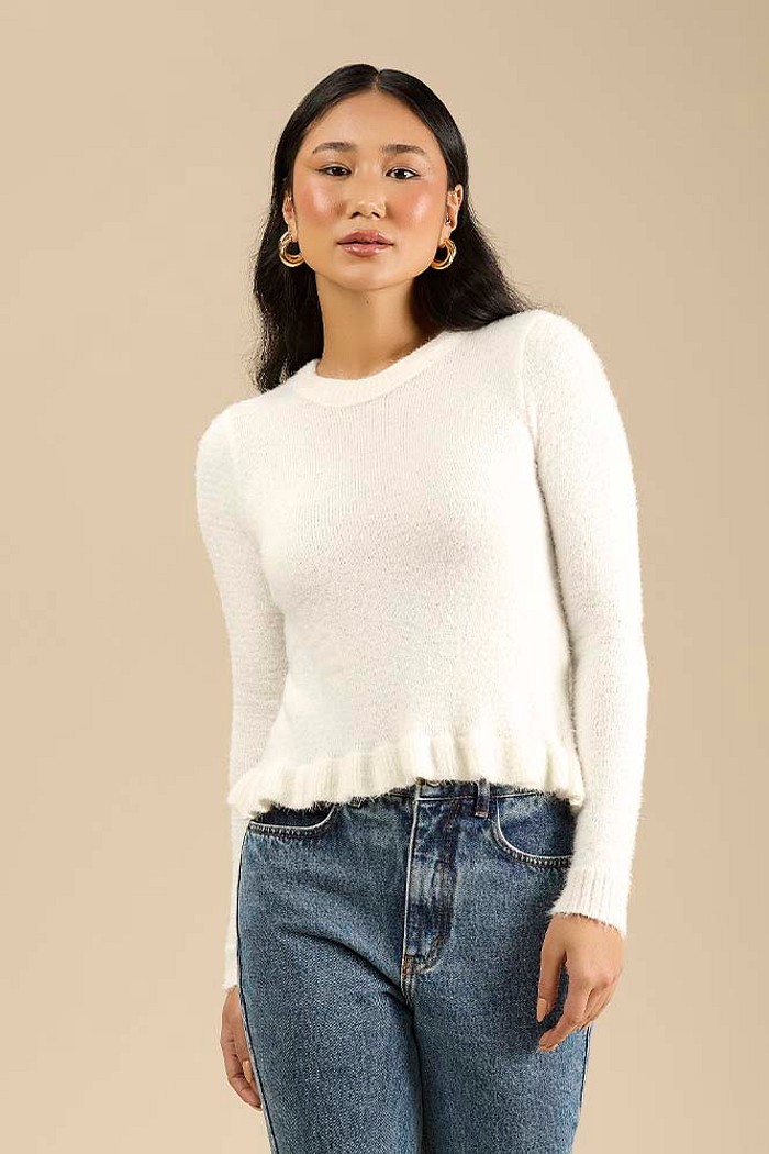 Blusa manga longa em tricot