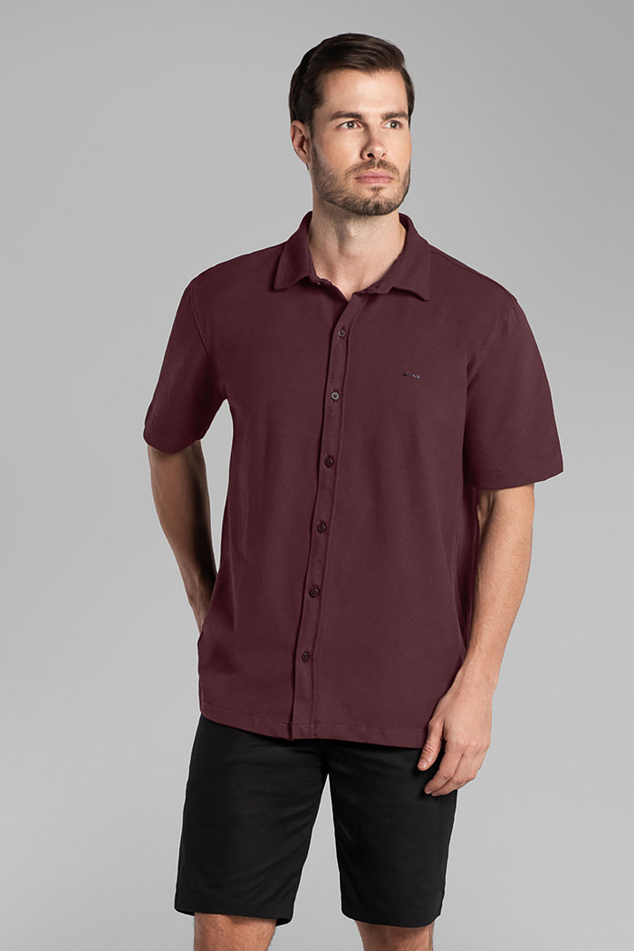 Camisa over em malha piquet com elastano abertura lateral Aurus