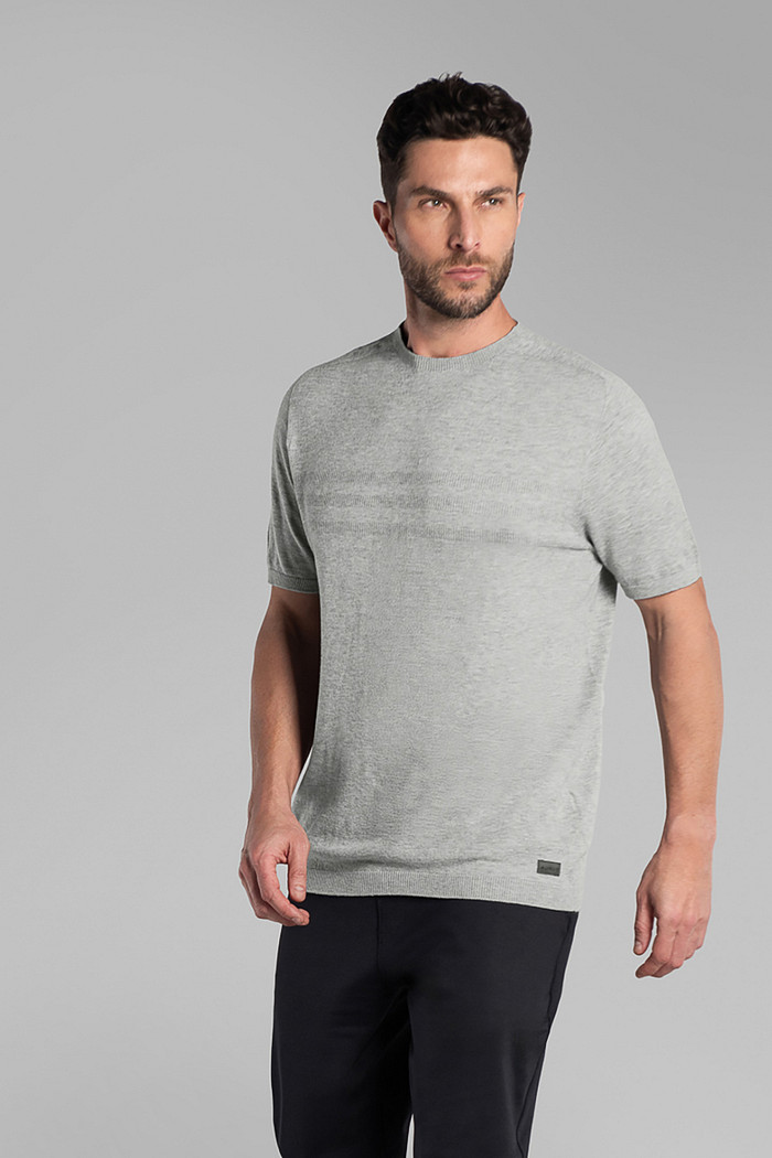 Camiseta tricot listras em relevo sem costura Aurus