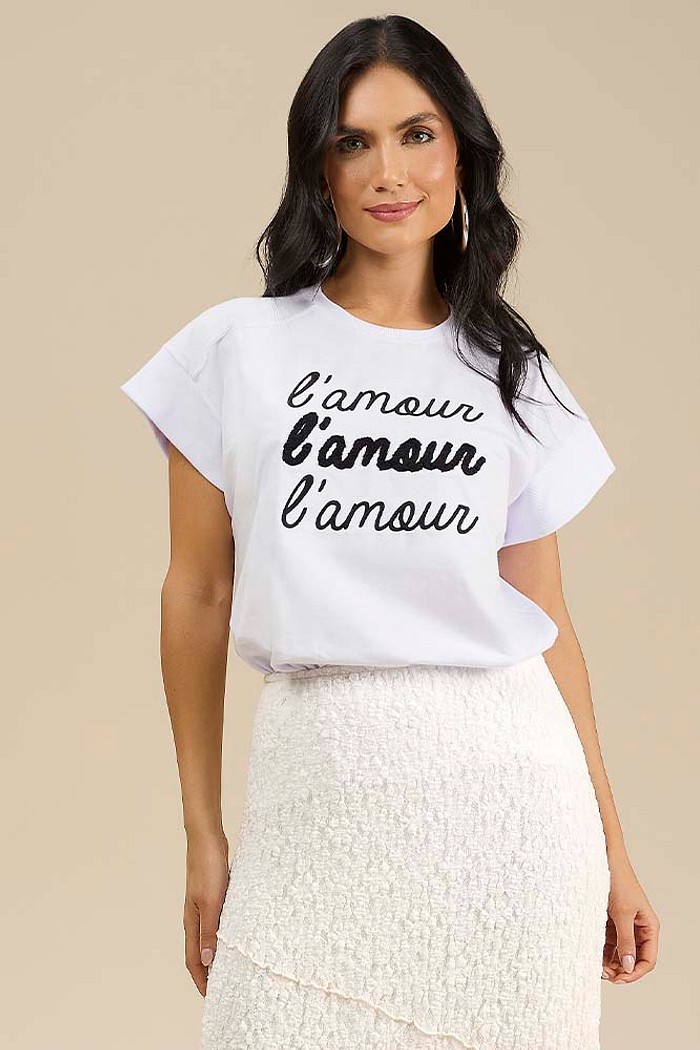 Blusa chenille em meia malha l'amour