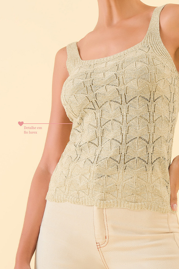 Blusa regata em tricot e fio lurex