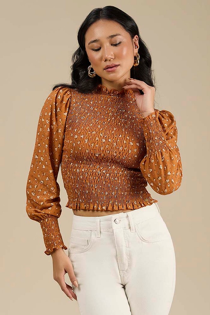 Blusa com lastex em viscose lurex