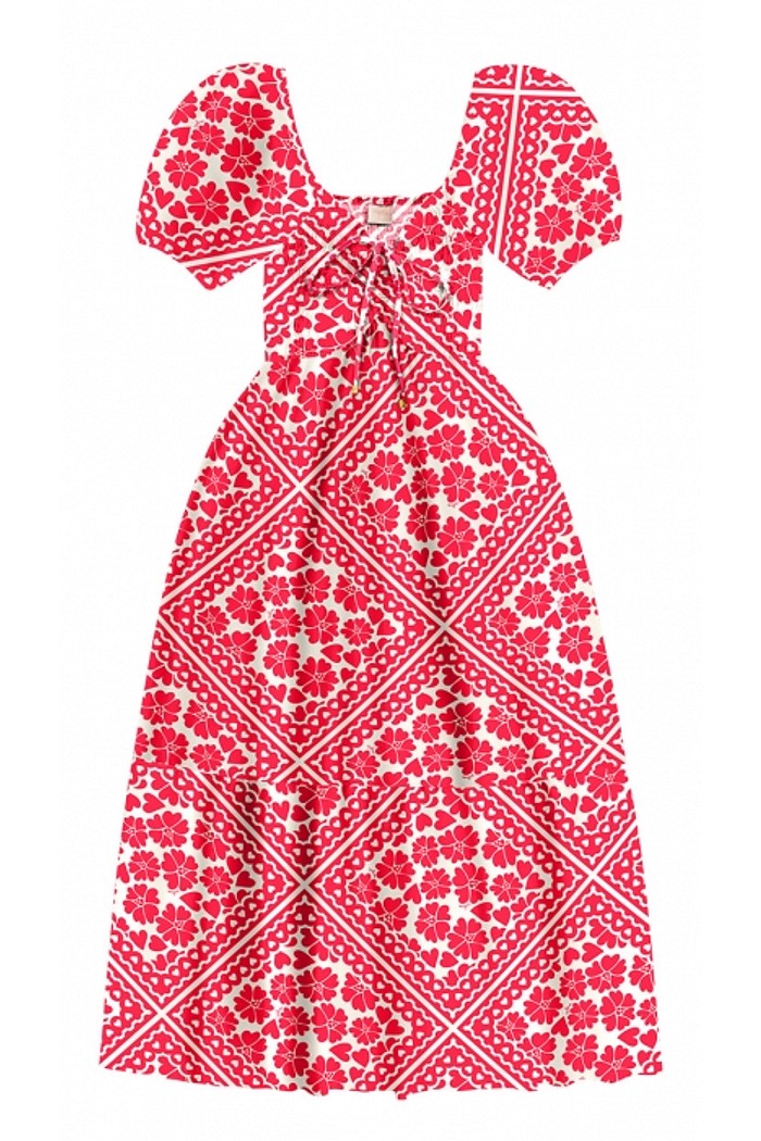 Vestido midi em viscose com amarração nas costas