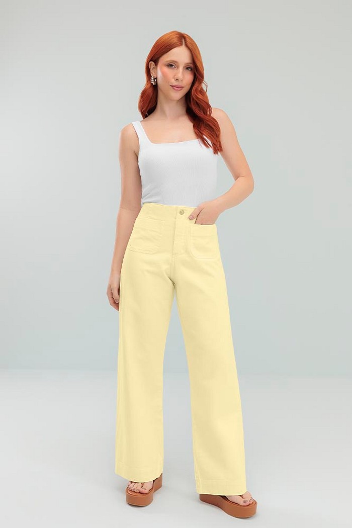 Calça marine colors em sarja com bolso