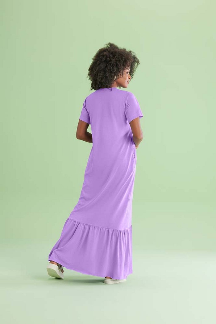 Vestido longo em meia malha estonada