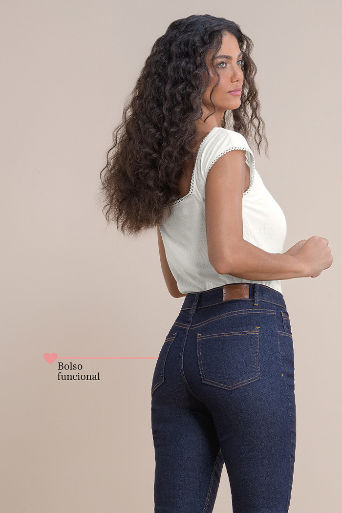 Calça skinny basica jeans médio