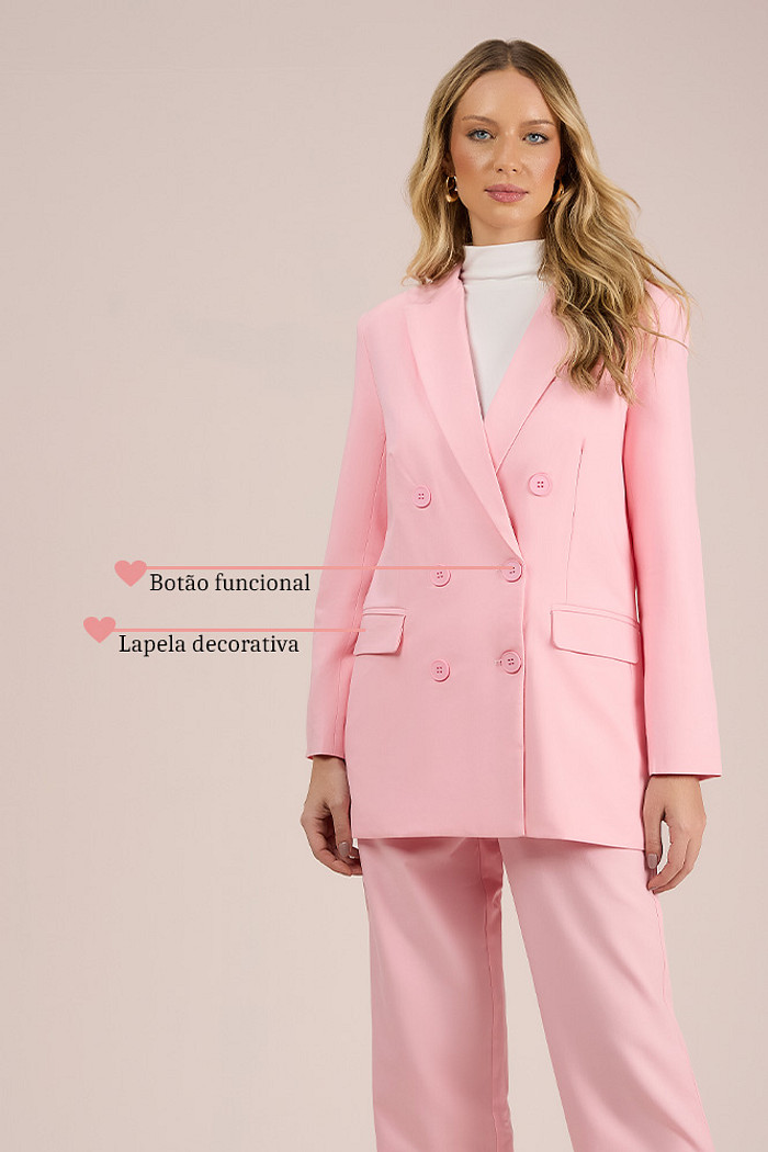 Blazer com lapela em alfaiataria com forro
