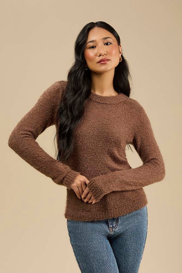 Blusa manga longa em tricot