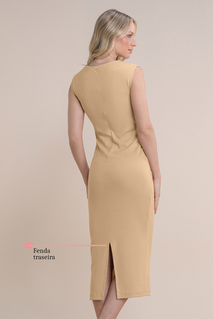 Vestido midi em ribana