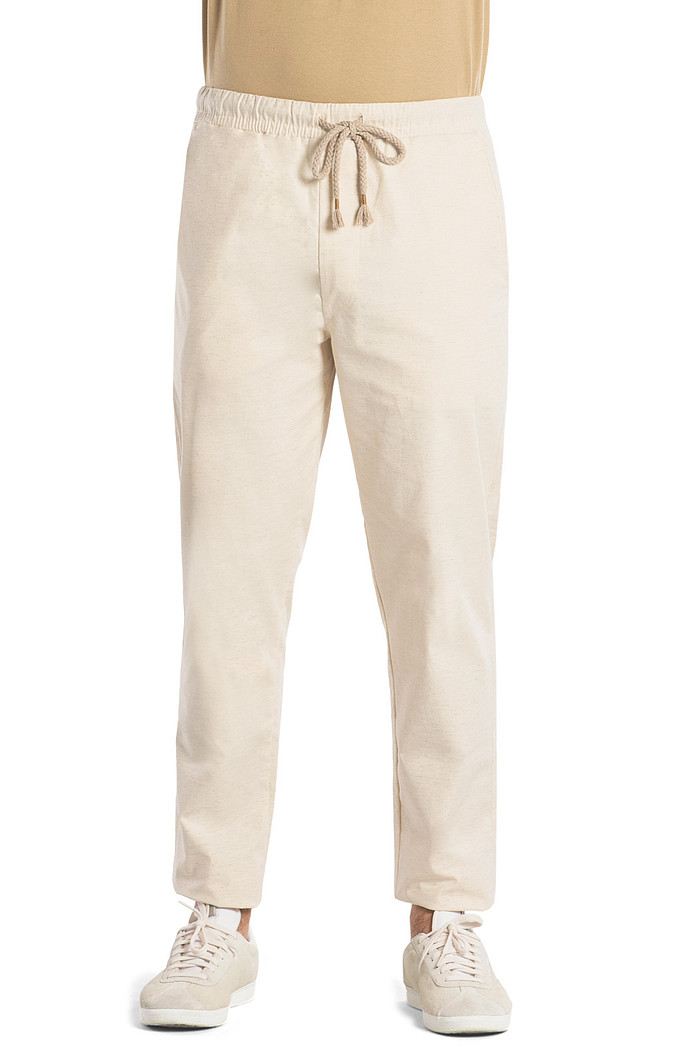 Calça linho em sarja nature flex com bolso Aurus