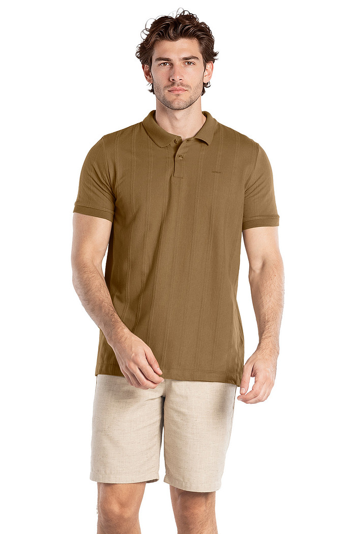 Camisa polo comfort em malha listrada Aurus