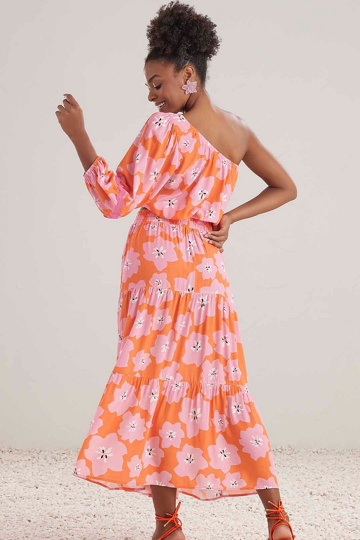 Blusa ombro só em viscose estampada