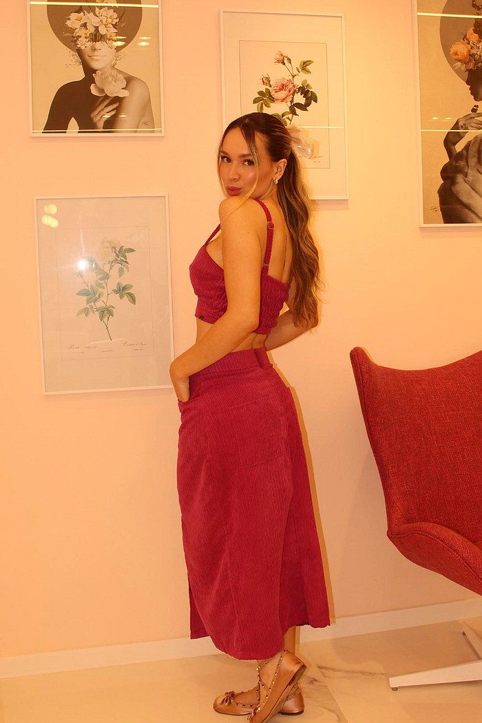 Top em veludo cotelê