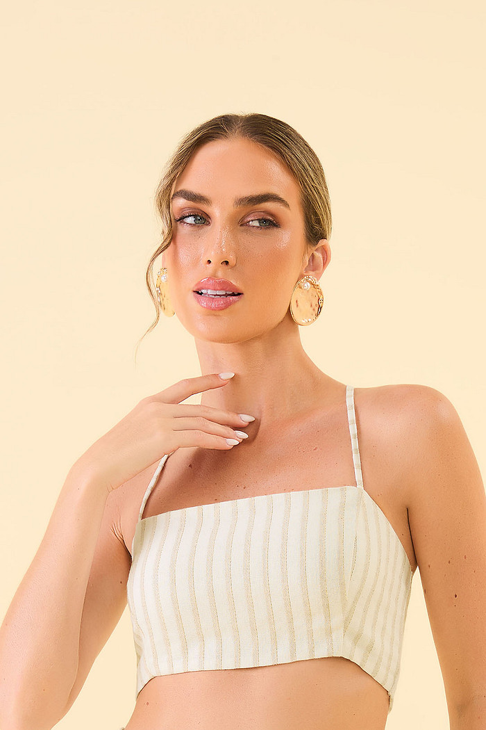 top em linho listrado lurex