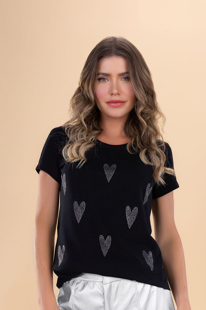 T-Shirt strass em meia malha